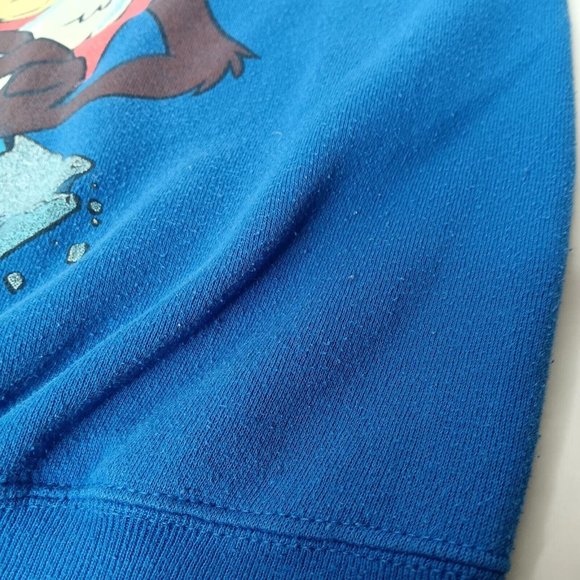 Vintage Looney Tunes Christmas Taz Santa Ho Ho Ho L Sweatshirt Blue Tultex USA - Picture 16 of 16